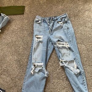 Hollister Blue Boyfriend Jeans Distressed Denim